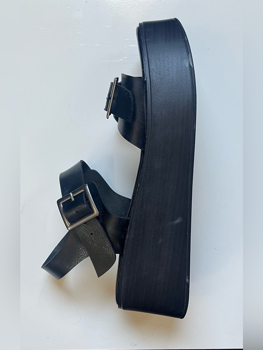 Rock & Candy Black Double Buckle Platform Sandals - Picture 3 of 8